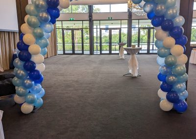 blue and white balloon arch Victoria golf club Herston Brisbane