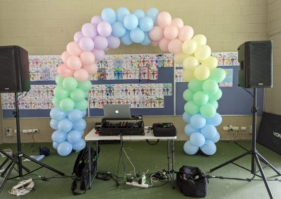 Easter balloon arch in Corindia pastels
