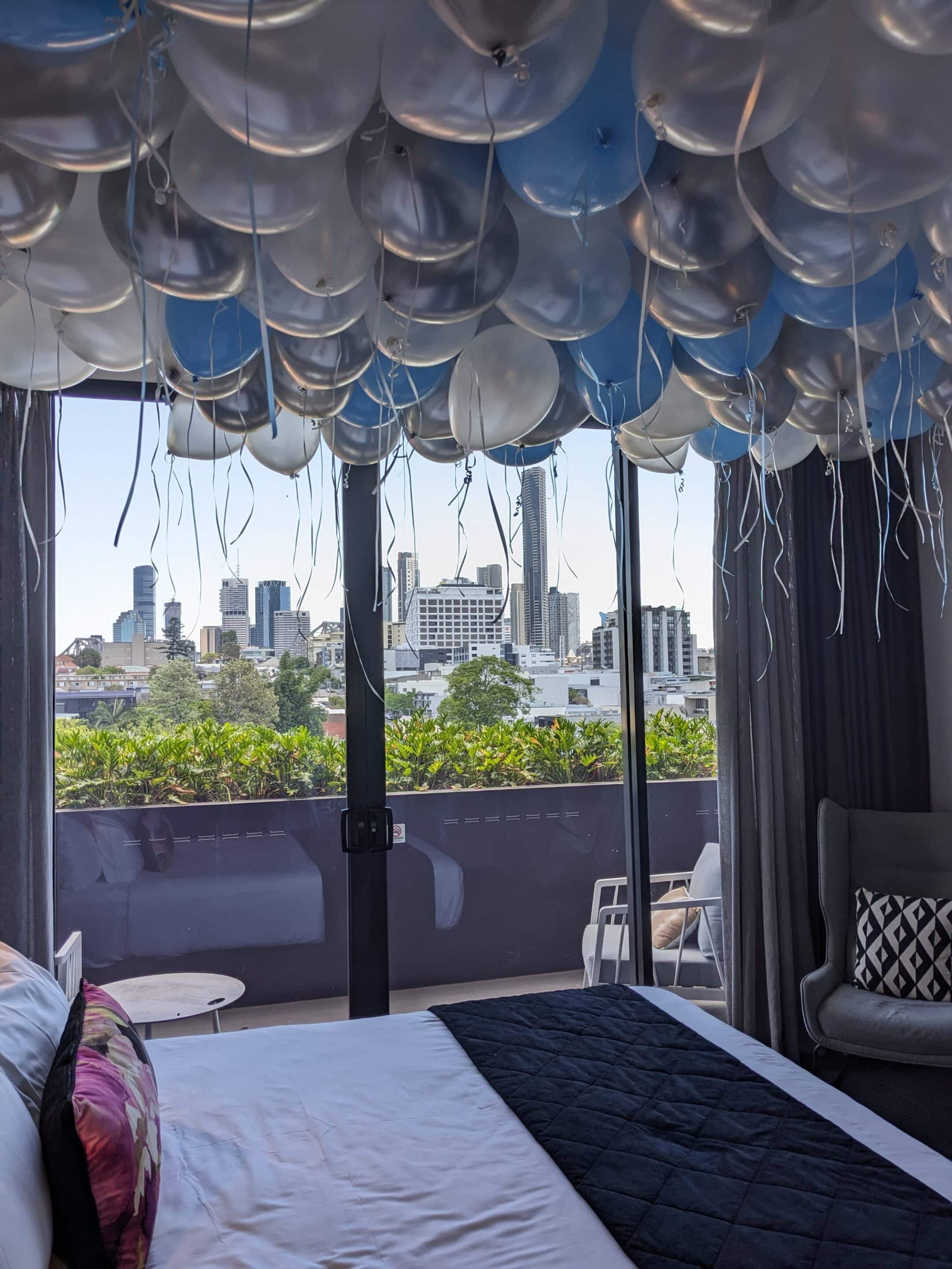 Balloon scatter example with helium balloons